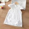 Girls' Chinese Style Dress, Summer Dress, Children's Sleeveless Disc Buckle Cheongsam, Embroidered Ancient Costume, Hanfu White Dress