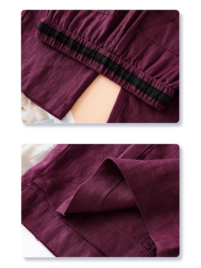 White Cotton Linen High Waist Wide-Leg Pants for Women - Summer 2025 Fashion Casual Nine-Point Length