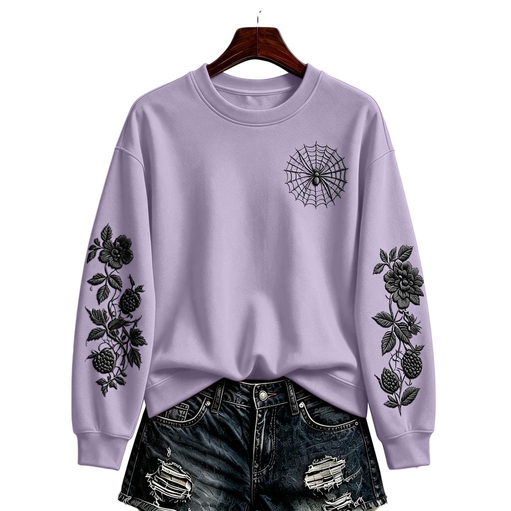 Women's Halloween Pullover Sweatshirt Casual Printed Long Sleeve Top