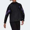adidas Striped Half-Zip Packable Sports Hooded Jacket Women Jackets Black H65722