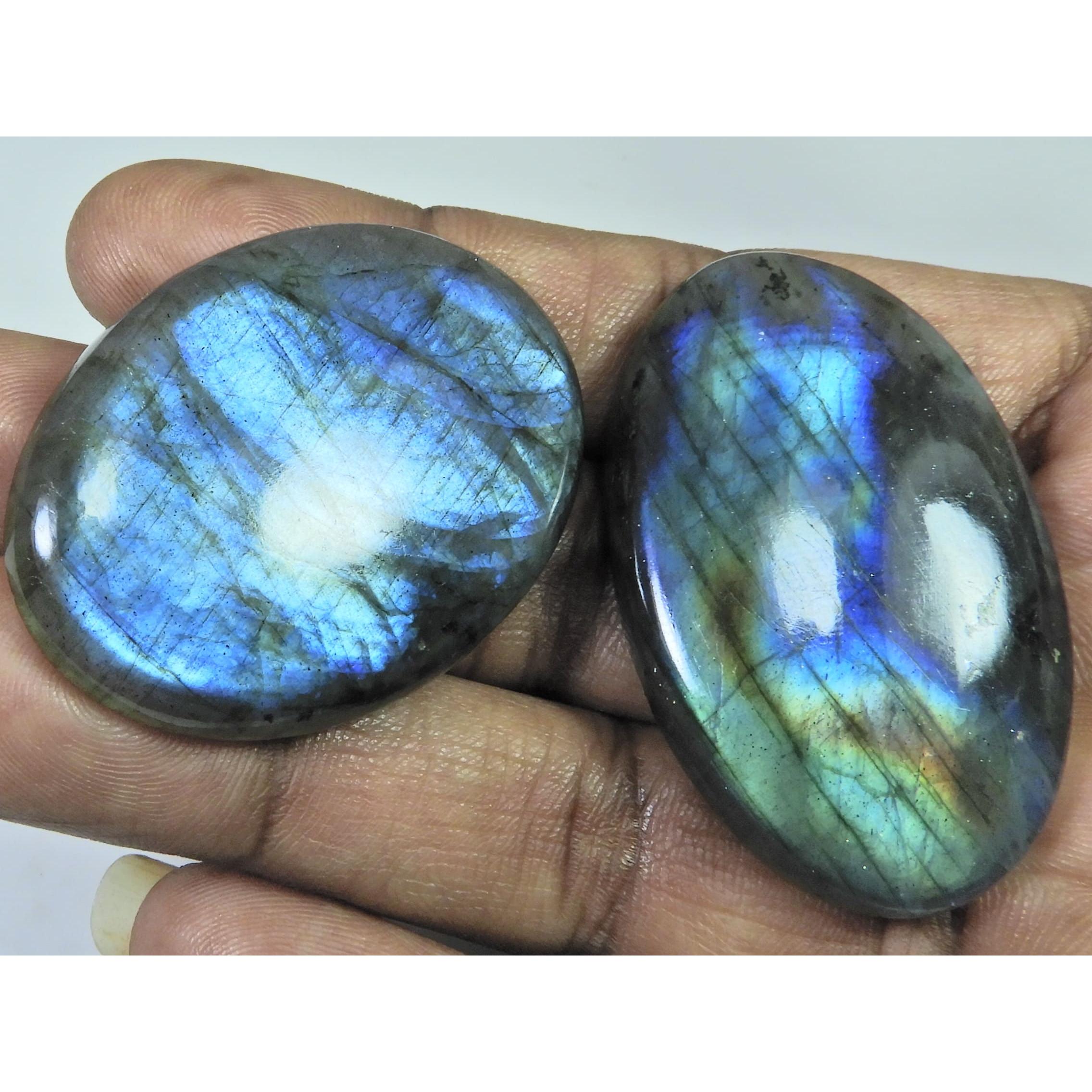44-47 MM Natural Labradorite Multi Oval Cabochon Loose Gemstone 2 Pcs Lot D-186
