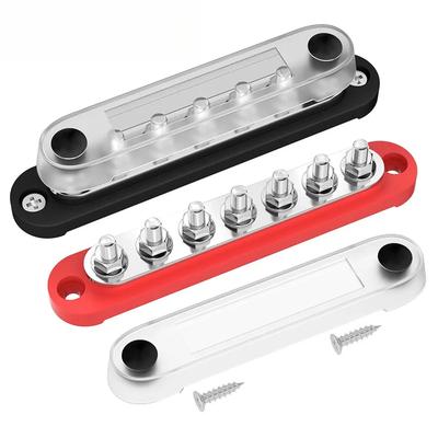 DaierTek Battery Bus Bar Terminal Block 12V Marine 7 X 1/4" (M6) Power Distribution Block  12V - 48V Busbar Terminal Block
