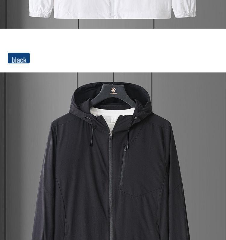 Herren Kapuzen-Sonnenschutzjacke - Ultraleicht, Atmungsaktiv, Winddicht, Schnelltrocknend, Lockere Passform, Kühlend, UV-Schutz.