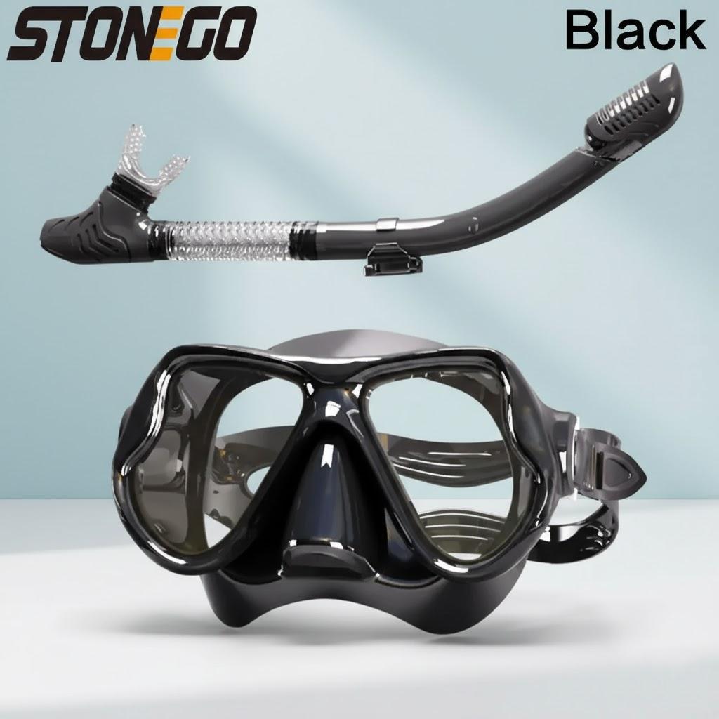 Professional Large Frame Soft Silicone Diving Mask Snorkel Set for Men Women Scuba Diving Snorkeling Gear