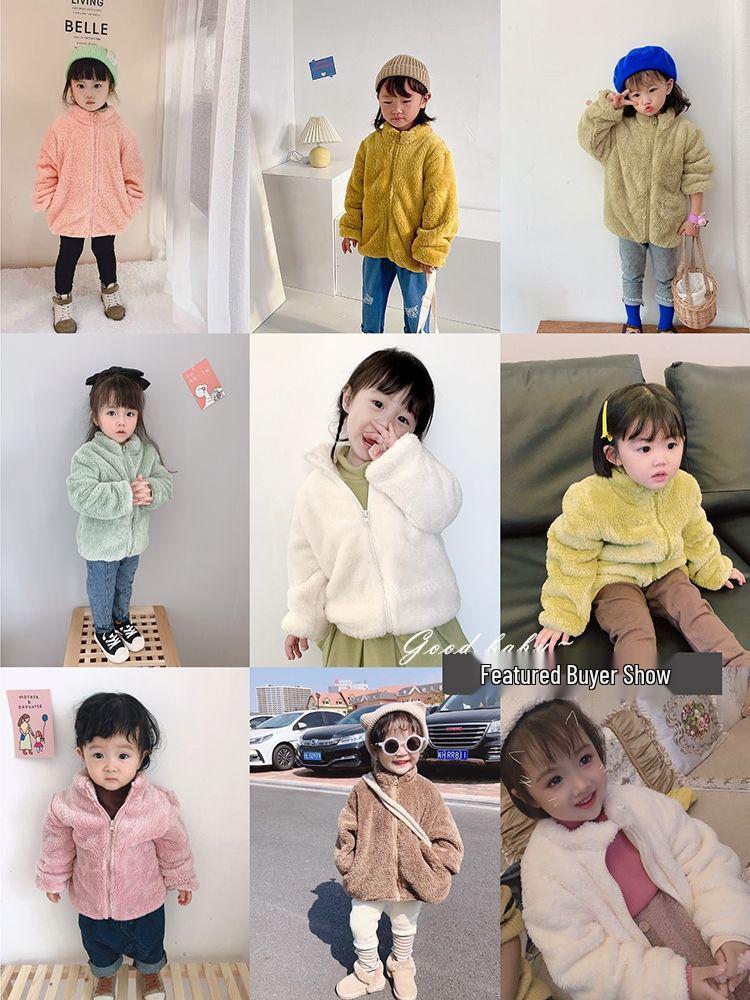 Unisex Kids' Velvet Jacket - Solid Color Long Sleeve for Spring & Autumn