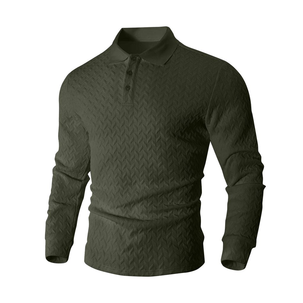 Men's Solid Color Sports Button Lapel Long Sleeve Tops Men's Casual Fashion Long Sleeve Tops