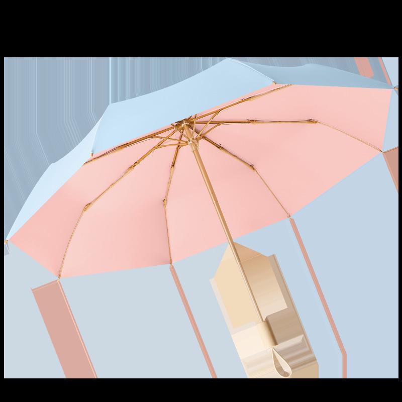 New Hand-opened 8-bone Color Glue Solid Color Umbrella UV-proof Solid Wood Handle Umbrella