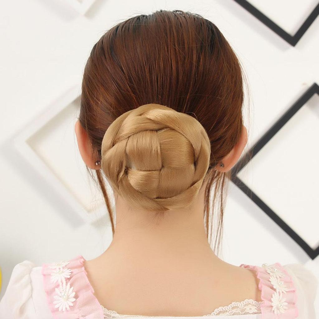 Braided Chignon Hair Bun Dancer Hair Cover Donut Hair Pieces Scrunchies Hair Bun Wig Clips Updo Wedding Party for Women