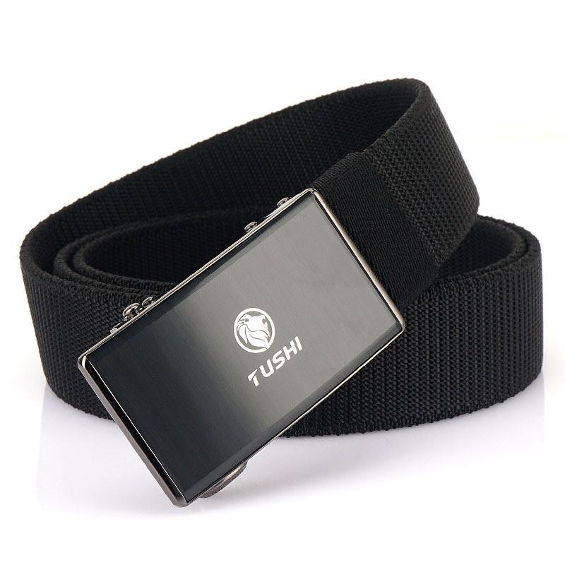 3.5CM Elastic Automatic Buckle Nylon Belt Casual All-matching Men s Canvas Pants 120cm