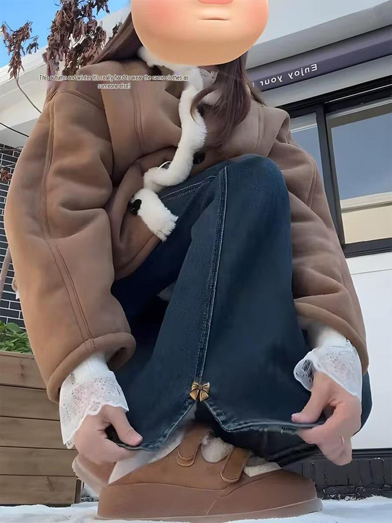 Retro Blue High Waist Stretch Flare Jeans for Women - Plus Size, Slimming, Hip-Covering, Autumn Fashion.