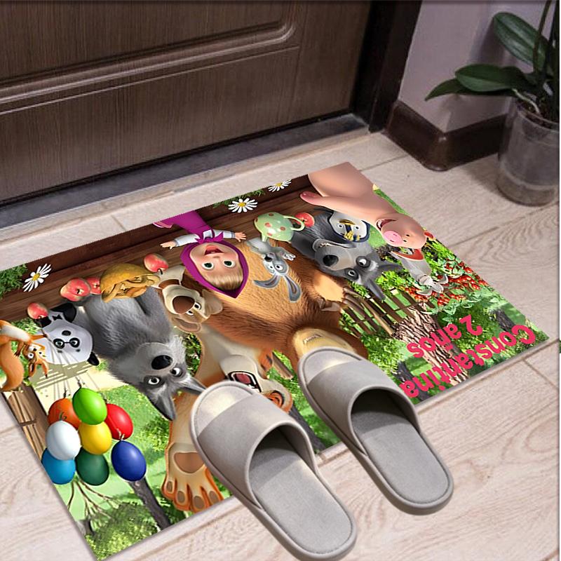 Masha and The Bear Pattern Rug, Indoor/Outdoor Mat, for Picnic, Gameroom, Bedroom, Office, Living Room, Home Decor Carpet, Birthday Gift