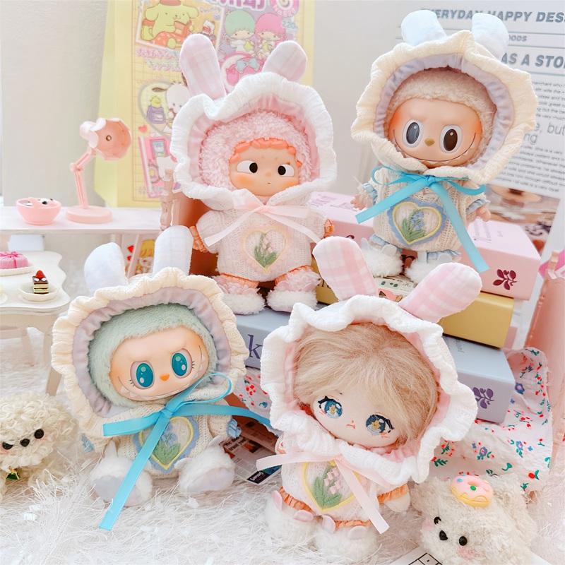 Pandantiv 17cm Păpușă Labubu Șal Poncho Haine Hanorac Drăguț Kawaii Body Costum Costum Păpușă Haine de Modă