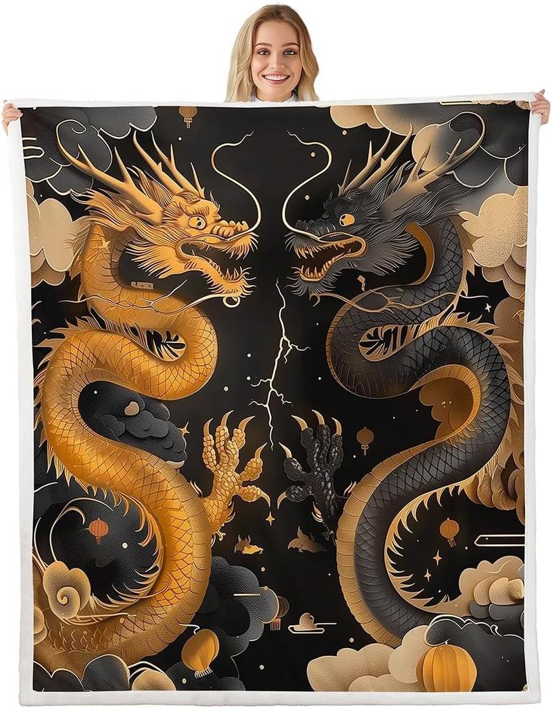 Cute Pink Dragon Blanket Soft Fleece Throw Kids Room Decor Fantasy Art Design Home Decoration