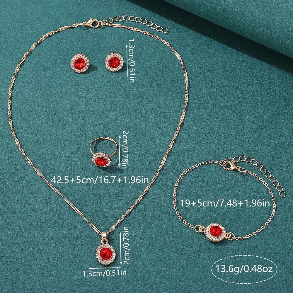 5-teiliges Zirkon-Set für Damen, Luxus Damenmode Casual Armbänder, Halskette, Ring Ohrringe Zirkon-Set, Geeignet für den täglichen Gebrauch, Gi