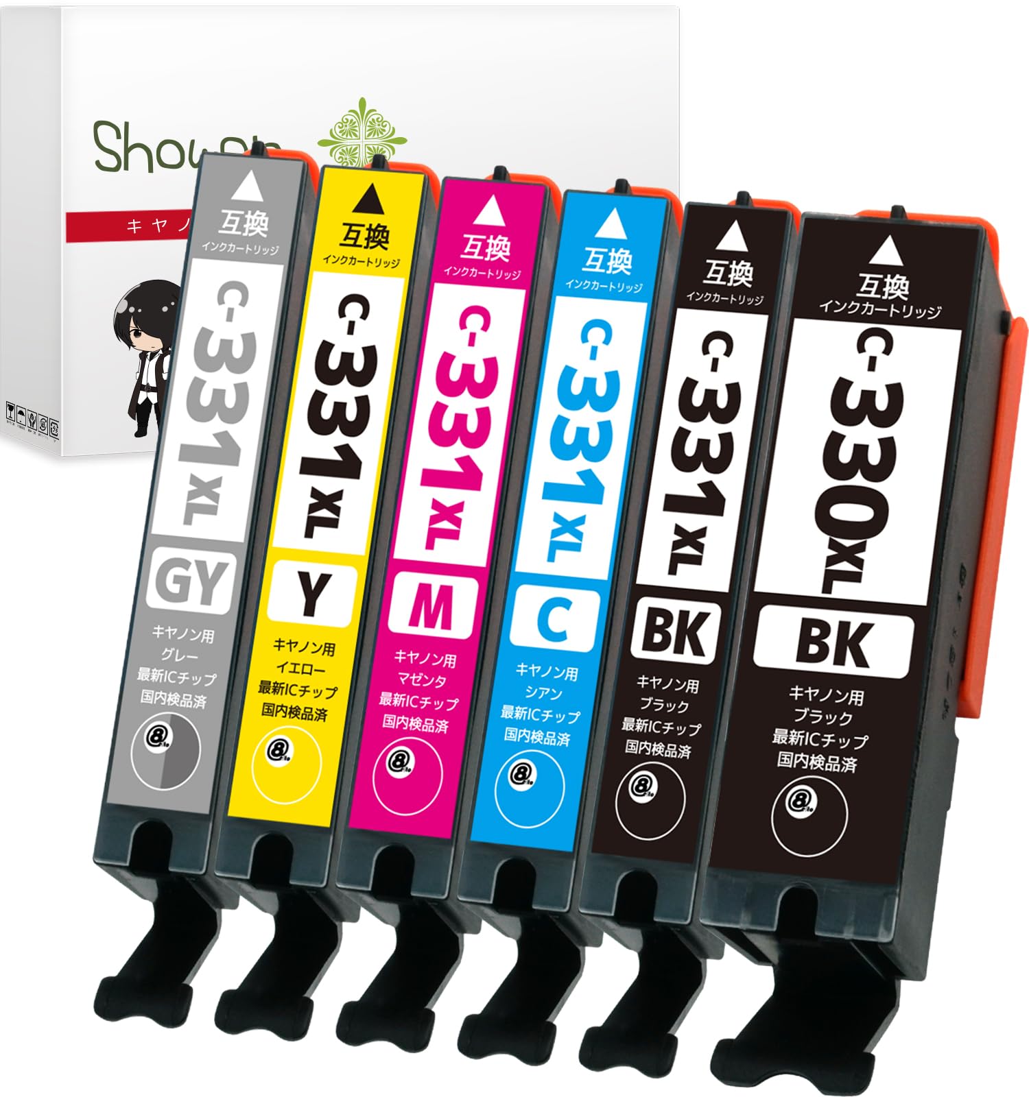 

Shower Ink Cartridge Set with Remaining Ink Level Display and IC Compatible with Genuine Ink Cartridges Sold by Japanese Supervised by Ink BCI-331XL +