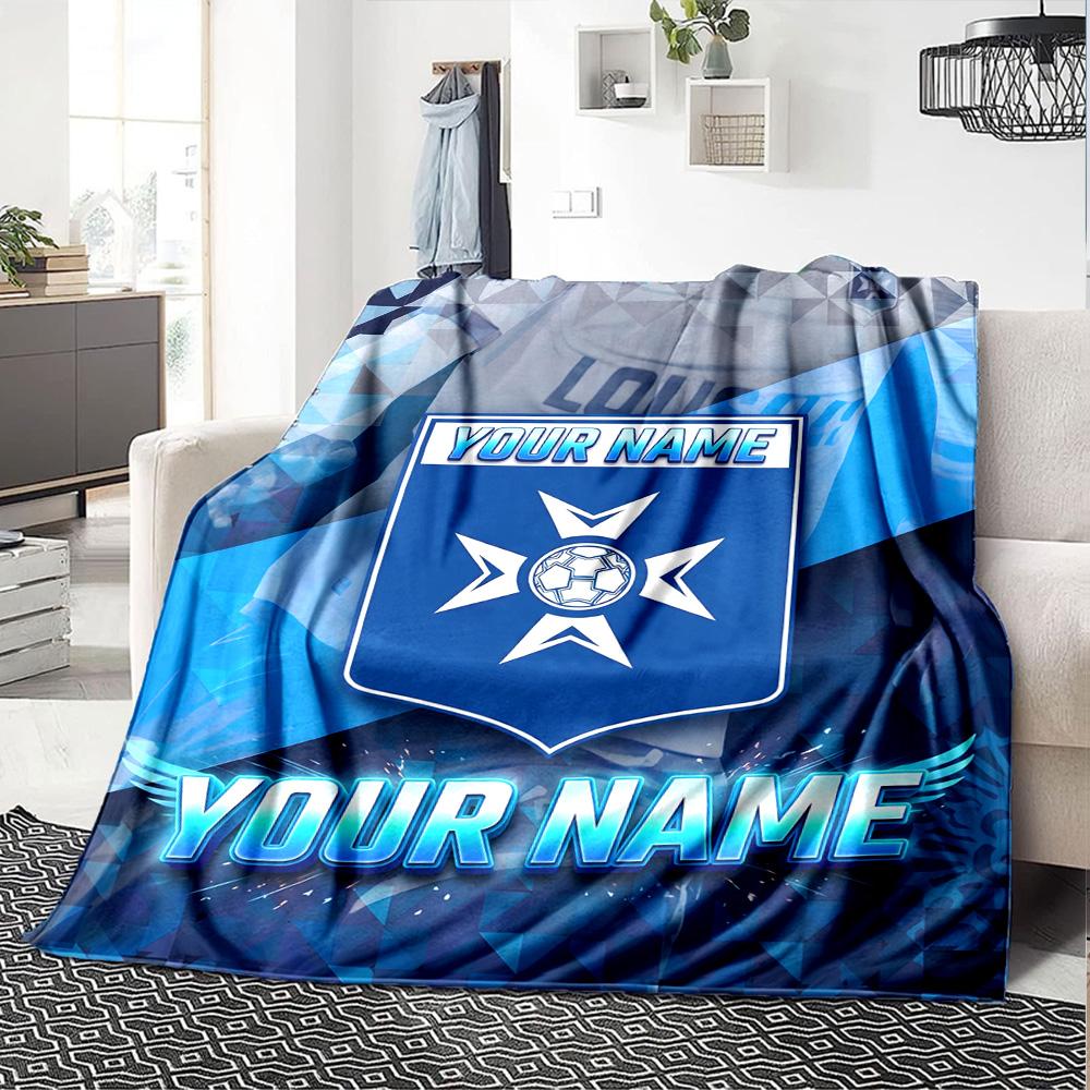 1pc AJ Auxerre Blanket with Custom Name, Gift, for Men and Women, Soft Blanket, Good for Sofa Bed Couch Travel, Lightweight Flannel Blanket