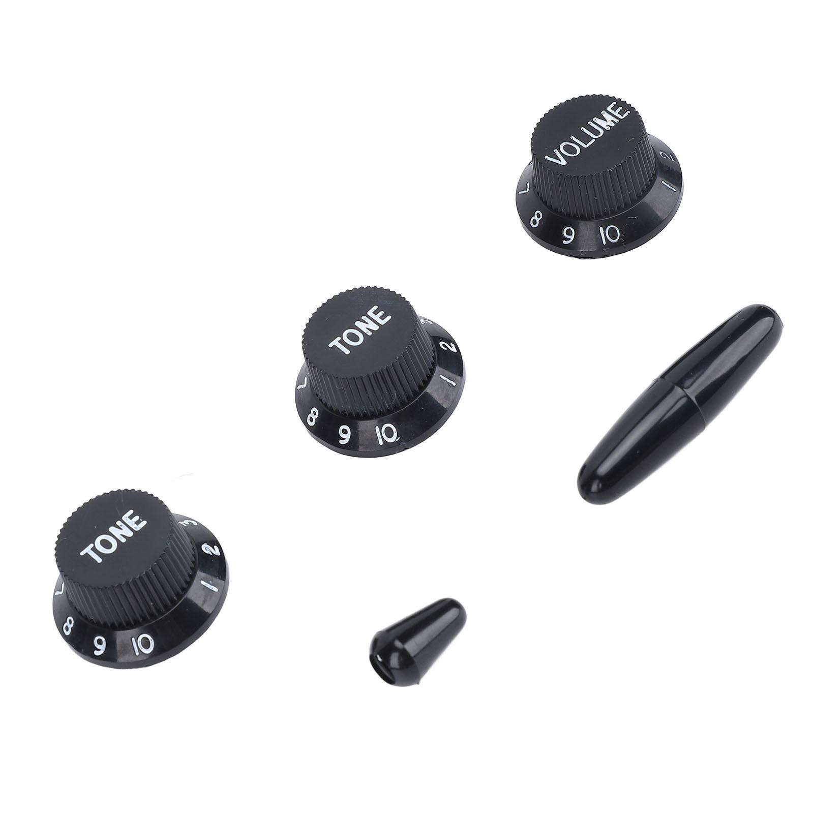 Guitar Potentiometer Knob Set Plastic Accurate Volume Tone Control Knob for Practice Black Color White Word