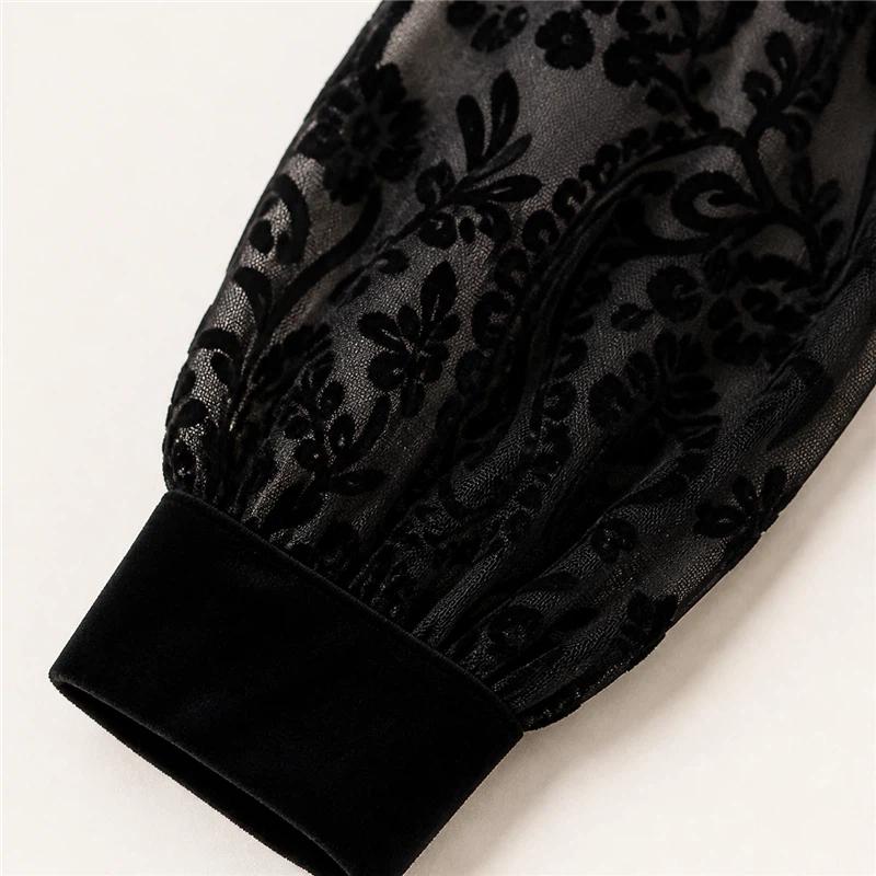 Western-style Top Bottoming Gold Velvet National Style Bottoming Shirt Lace Long-sleeved