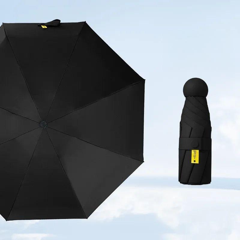 Ultra-Light 5-Fold Umbrella Vinyl 8-Bone Parasol Protection Against Ultraviolet Sun Umbrella Rain Dual-Purpose Folding Pocket