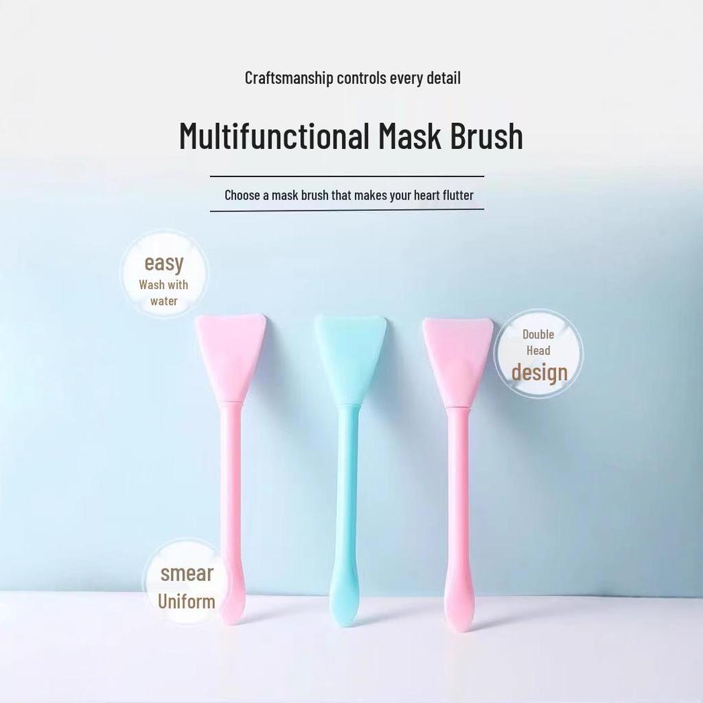 Versatile Double-Headed Silicone Mask Brush with Spoon for Easy Mud Mask Application