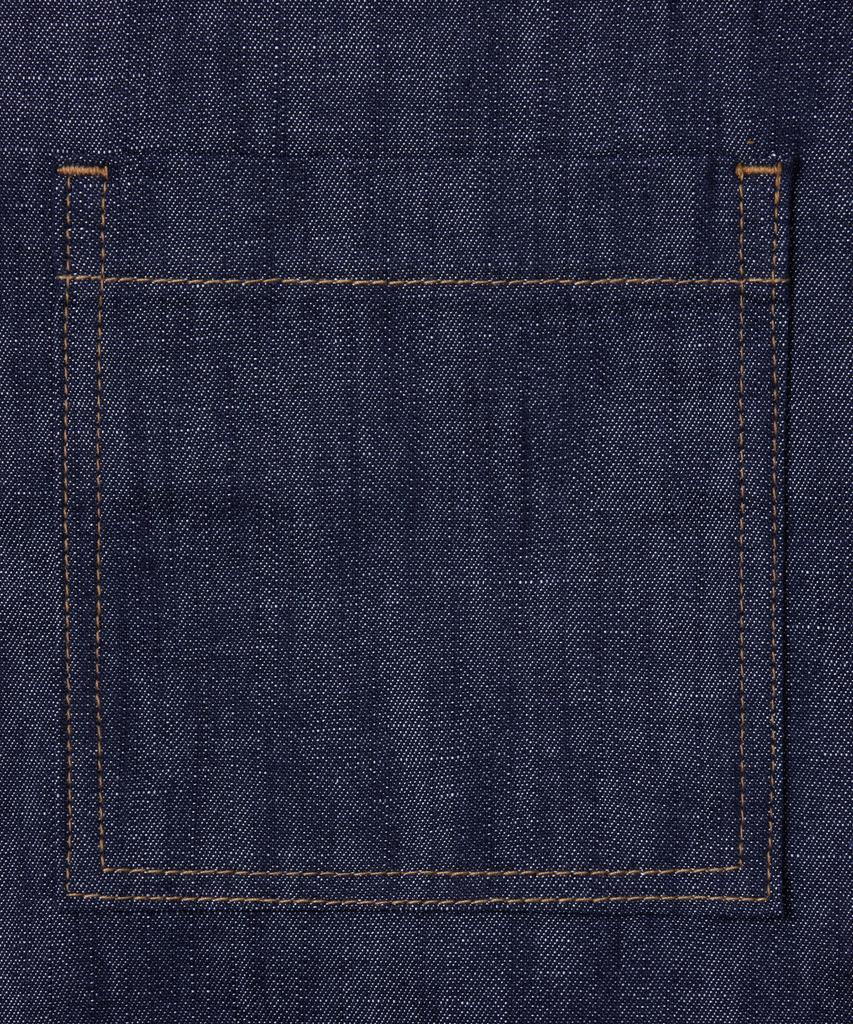 LAUGHER [Summer][Non-Fade] Two-Pocket Denim Work Shirt Short Sleeve - Deep Blue