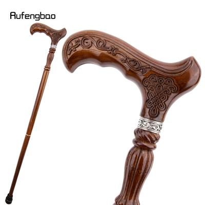Chinese Knot Brown Wooden Fashion Stick Decorative Vampire Cospaly Party Wood Walking Cane Halloween Mace Wand Crosier 93cm