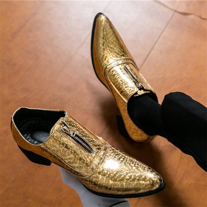 Fashion Gentleman New Men's Pointed Mirror Leather Zip Casual Shoes Designer Formal Wedding Prom Dress Homecoming Footwear