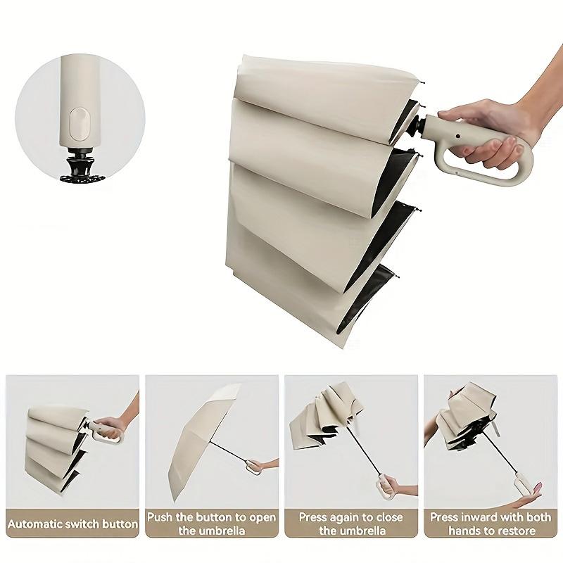 1PC Men's Women's Oversized Fully Automatic Buckle Umbrella Sunshade Anti-Storm Reverse Folding Design for Sunny Rainy Days