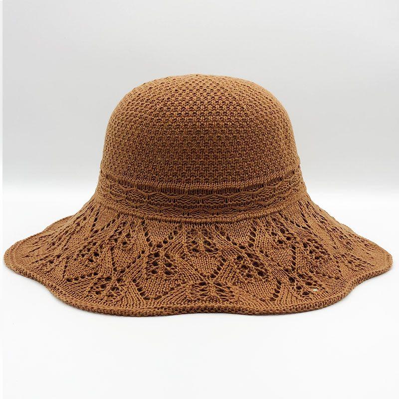 Sun Hat Women's Sun Protection Outdoor Cotton Jacquard Knitted Folding Sun Hat Summer