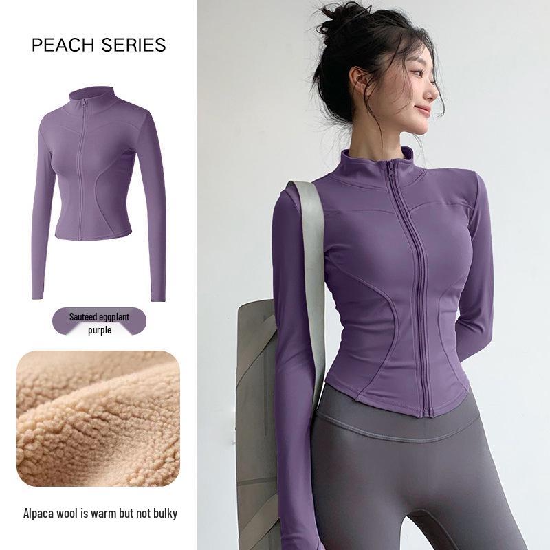 Women's Slim-Fit Fleece-Lined Running Jacket - Autumn/Winter 2025 Yoga & Fitness Long Sleeve.