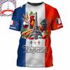Französisches Flag Football T-Shirt für Herren 3D-Druck Hahn Rundhals-T-Shirts Benutzerdefinierter Name Streetwear Sommer Mode Trend Tee