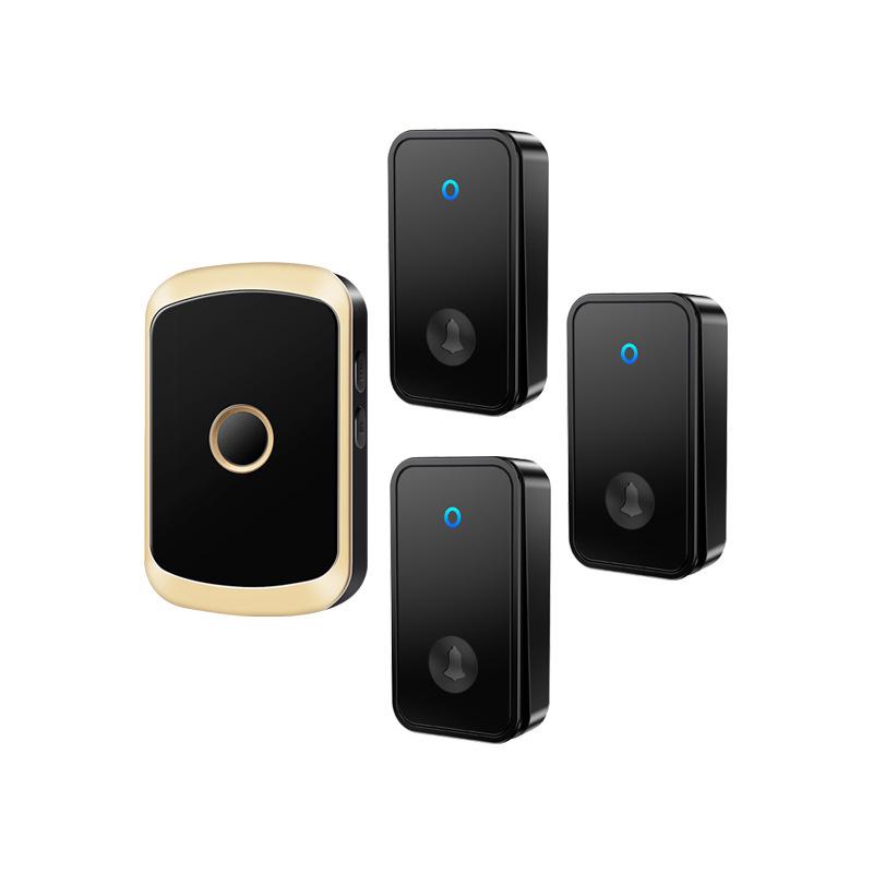 Battery-Free Smart Wireless Waterproof Doorbell & Elderly Caller Black Gold