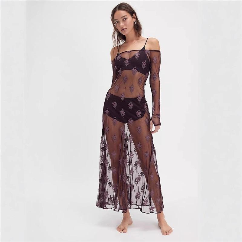 

Осеннее Новое Сексуальное Прозрачное Платье с Длинным Рукавом Amazon Трансграничная Электронная Коммерция Бестселлер Женская Одежда Оптом XL