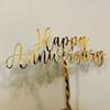10 Pcs Happy Anniversary Cake Toppers Color Flowers Acrylic Cake Topper Flags Wedding Valentine's Party Cake Dessert Decorations