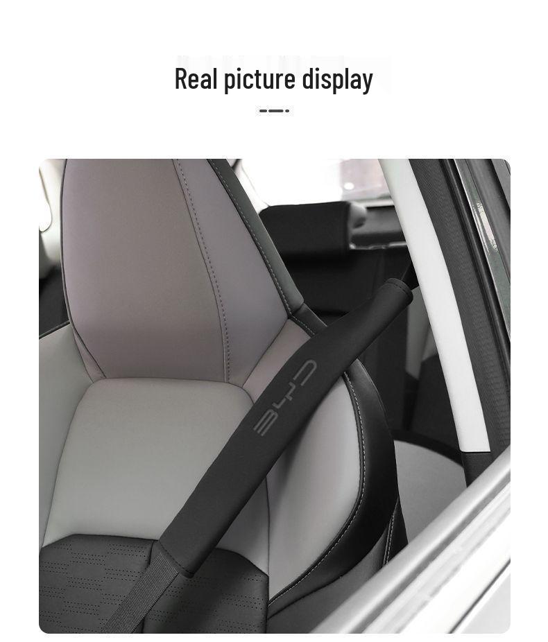 New BYD Suede Seat Belt Shoulder Pad: Anti-Chafing, Wear and Dirt-Resistant, All-Season, Light Luxury, Simple, Practical