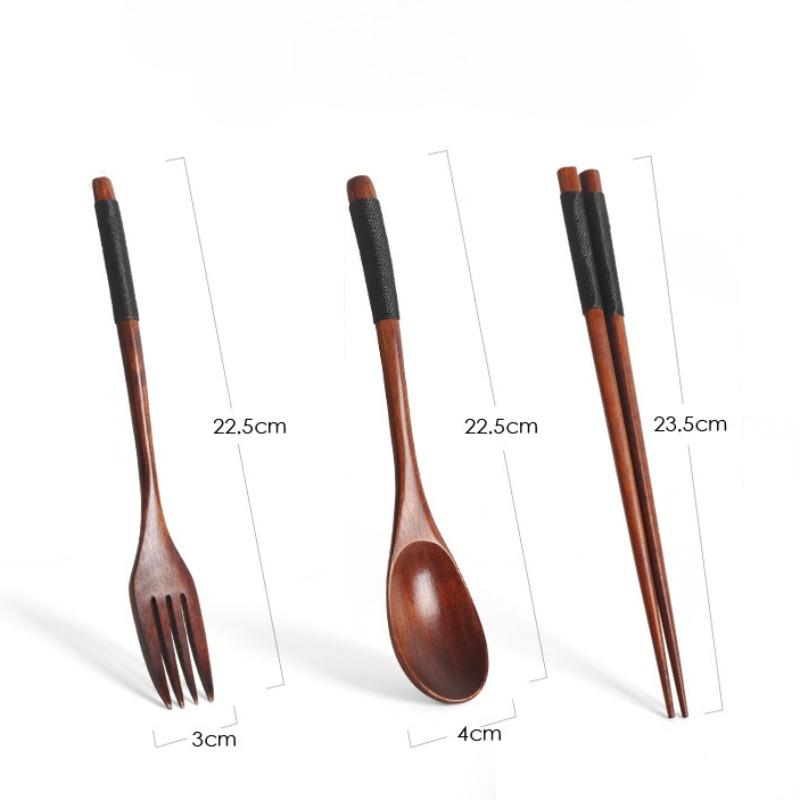 Japonská retro polská vařečka, vidlička, hůlky Sada příborů Ramen Miso Polévka pro domácnost Protiskluzová rukojeť Dřevěné nádobí