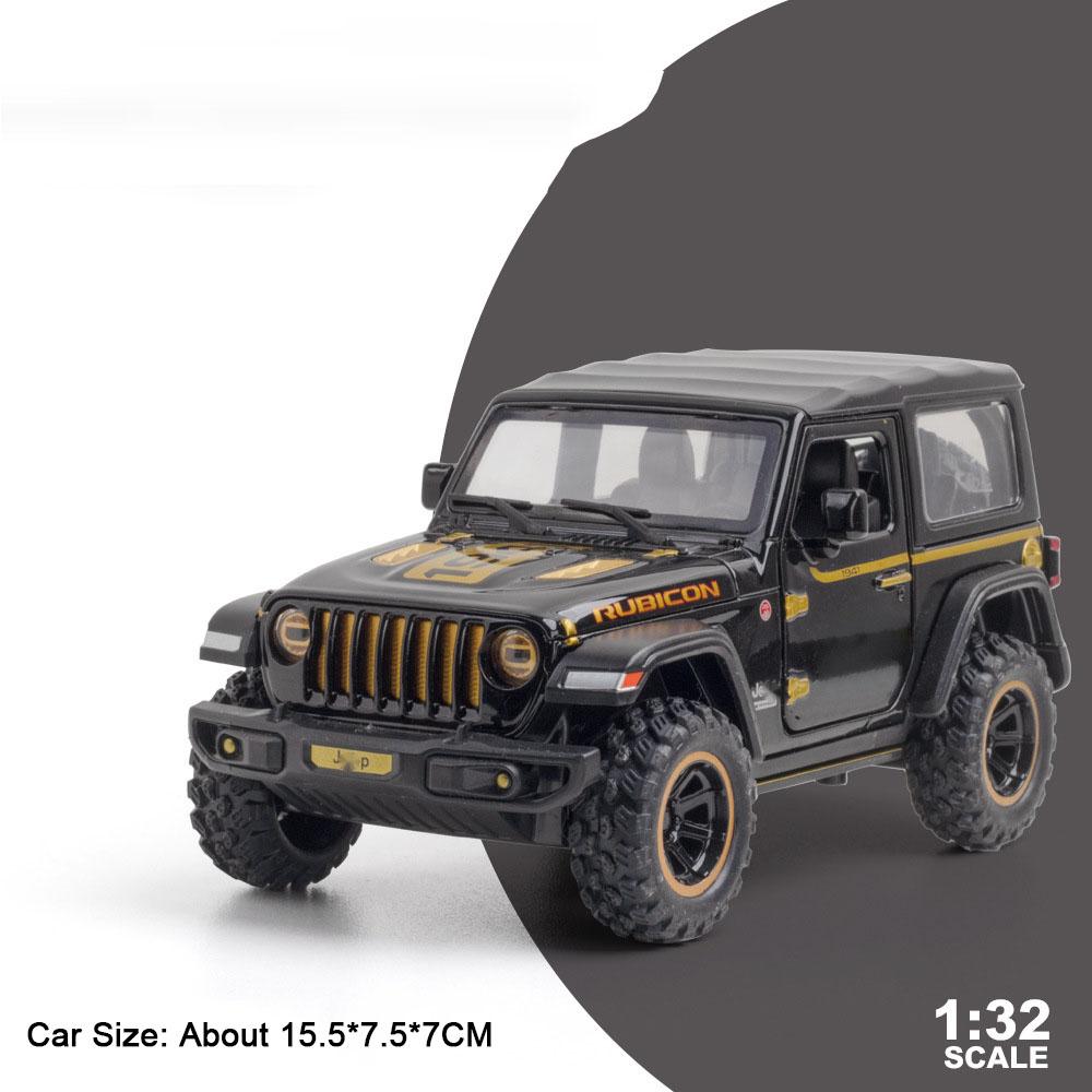1:32 Wrangler Rubicon Model Toy Alloy Diecast Car Doors Opened Sound Light Pull Back Miniature Off-road Vehicle Kid Holiday Gift