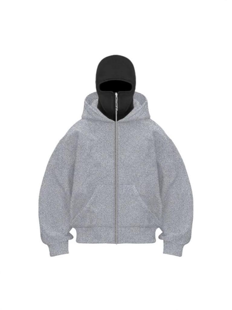 Europäischer & Amerikanischer Herren Herbst Doppellagiger Hoodie mit Doppelkragen und Reißverschluss Pullover.
