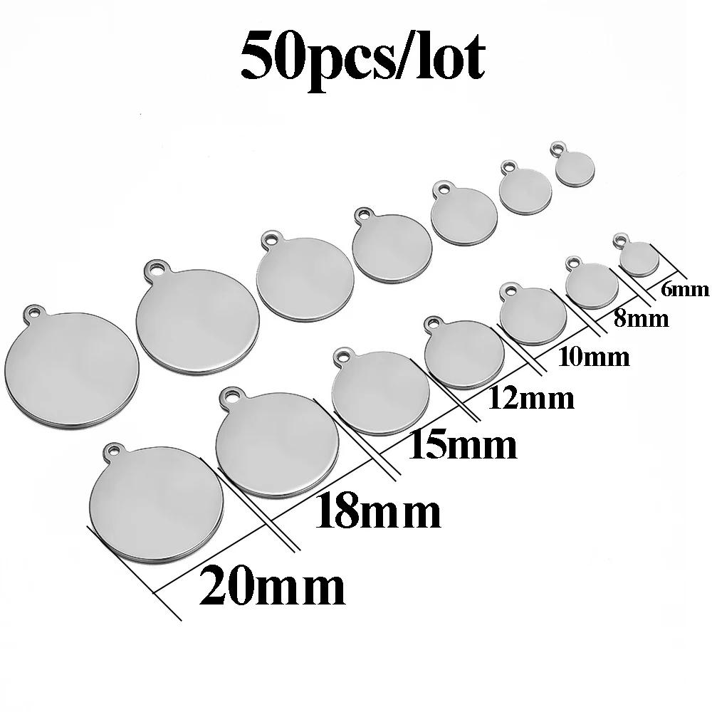 20/50Pcs Stainless Steel Vacuum Gold Color Blank Disc Charms Tags Pendants DIY Bracelet Necklace Jewelry Making Finding Supplies