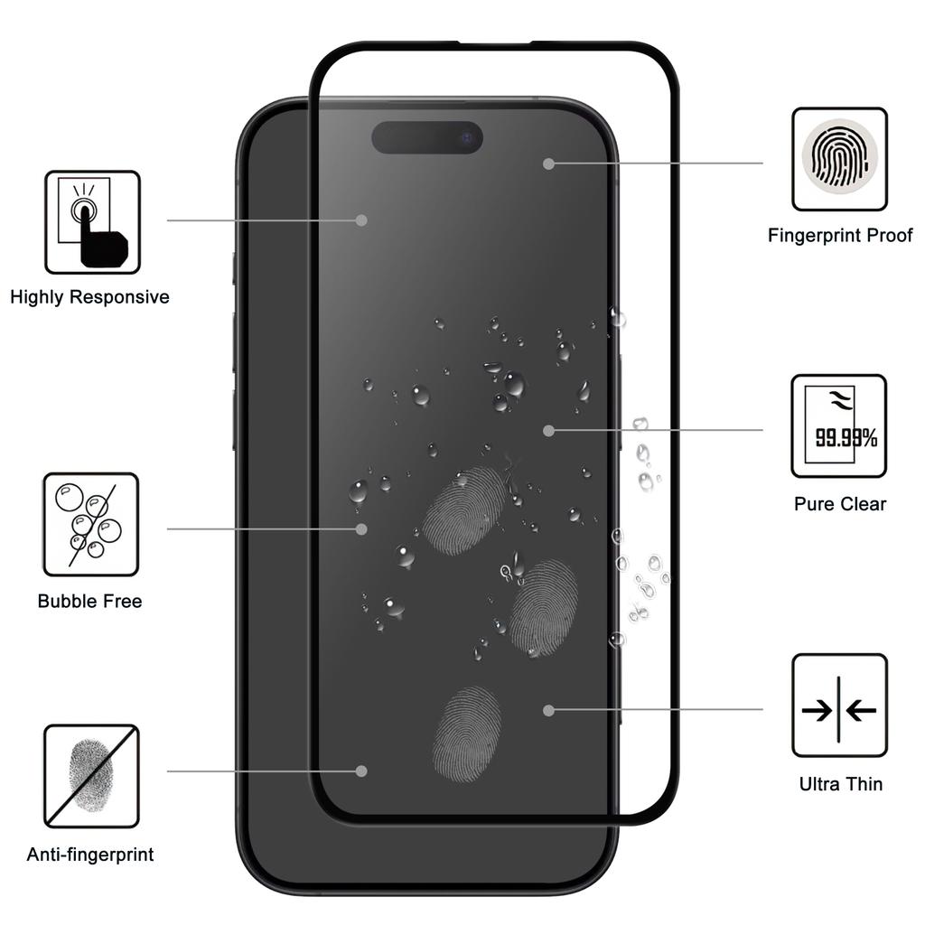 For iPhone 17 Pro AGC Glass Screen Protector Full Glue Black Edge Screen Film