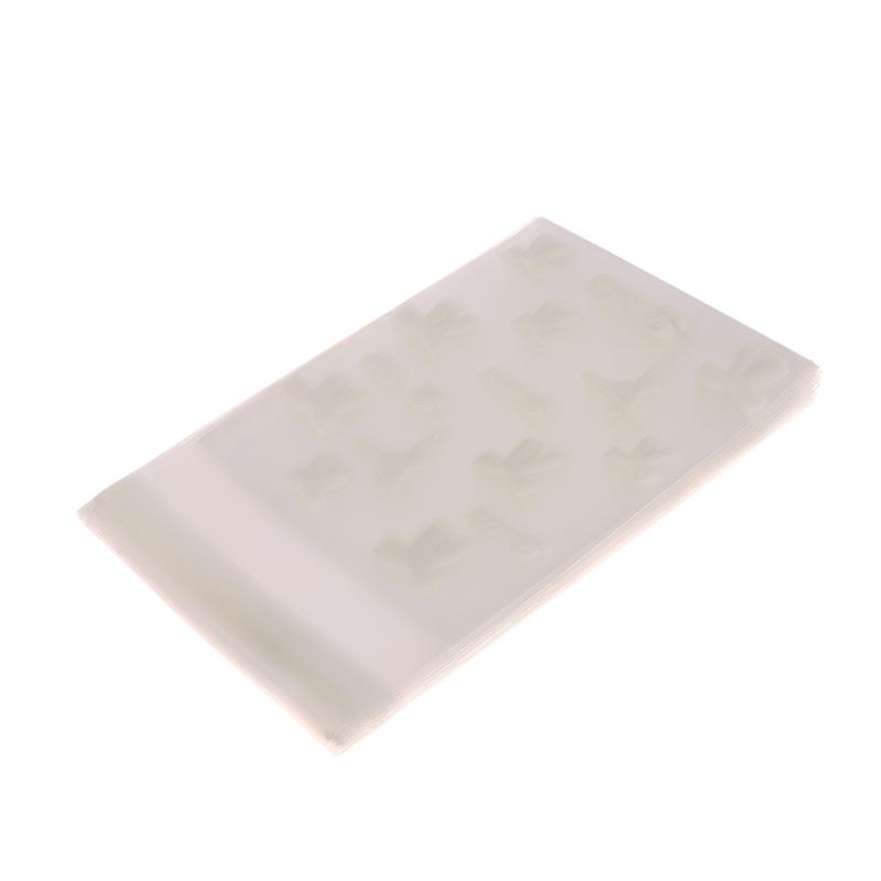 50Pcs White Ballet Biscuit Opp Self-Adhesive Bag Bowknot Candy Chocolates Dessert Self Sealing Bag Gift Bag Card Storage Bag
