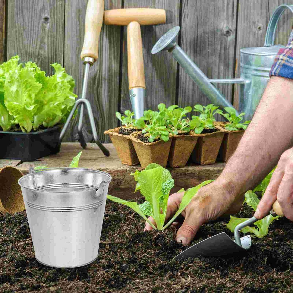 Sturdy Bottom Mini Iron Bucket With Handle Metal Pail Plant Containers Storage Vase Household Buckets Small Silver Flower Tin