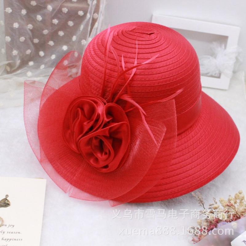 New organza summer women's cool hat basin hat outdoor sun hat sun hat flower big edge sun protection bucket hat