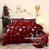 Christmas-Themed Duvet Cover Set - Checkered Elk Snowflake Print, Soft & Breathable, Perfect for Bedroom, Guest Room & Dorm!