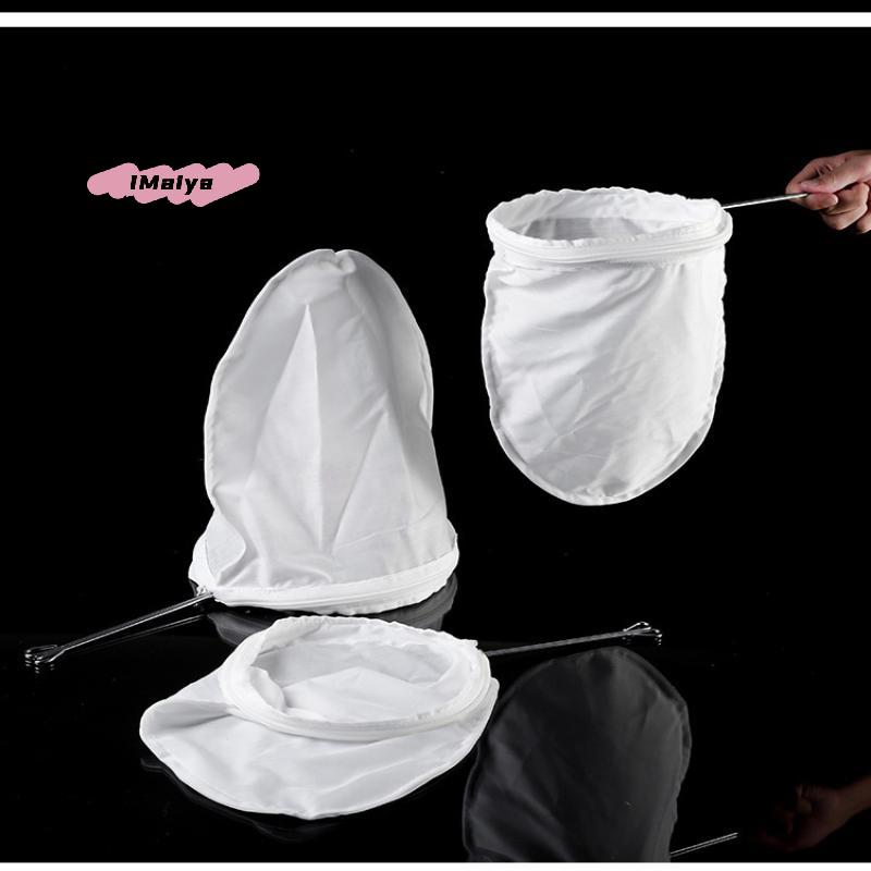 Reusable Mesh Coffee Milk Tea Filter with Handle Multi-function Steel Ring Kitchen Supplies Filter Bag for Brewing