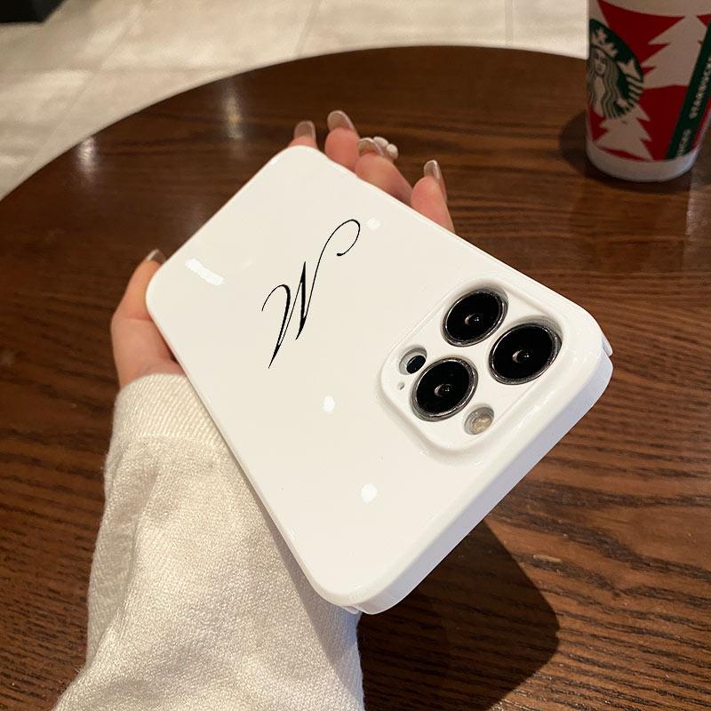 Luxury Letter M Glossy Film Hard PC Phone Case for Oppo A6 A5 A78 A3 A3X A60 A74 A38 A58 A96 A57 A76 A36 A17 A16e A55 Pro 4G 5G