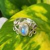 Natural Rainbow Moonstone Hand Made 925 Sterling Silver Ring Size  5.5 US A12