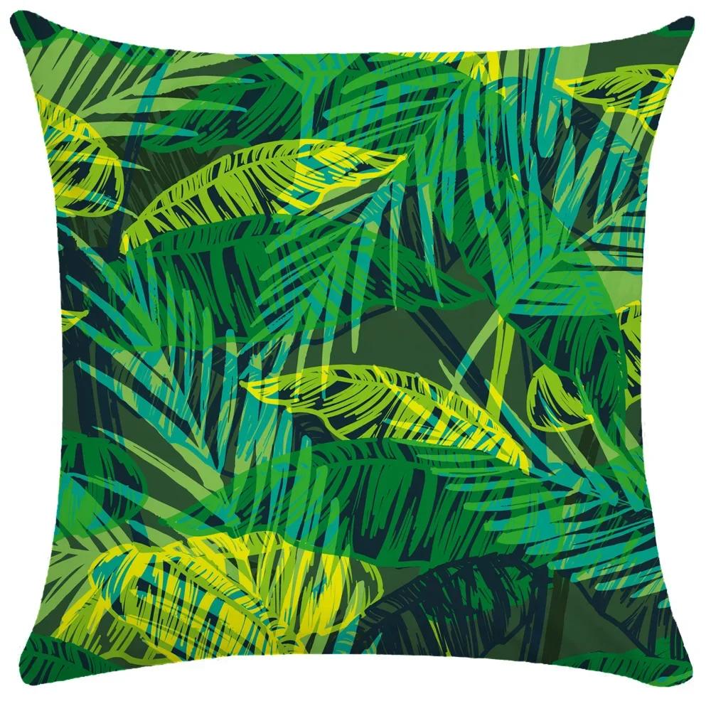 Plant Leaf Pillowcase Soft Short Plush Cushion Cover Tropical Rainforest Pillow Case Cushion Cover Throw Pillowcase 50X50 Pillow