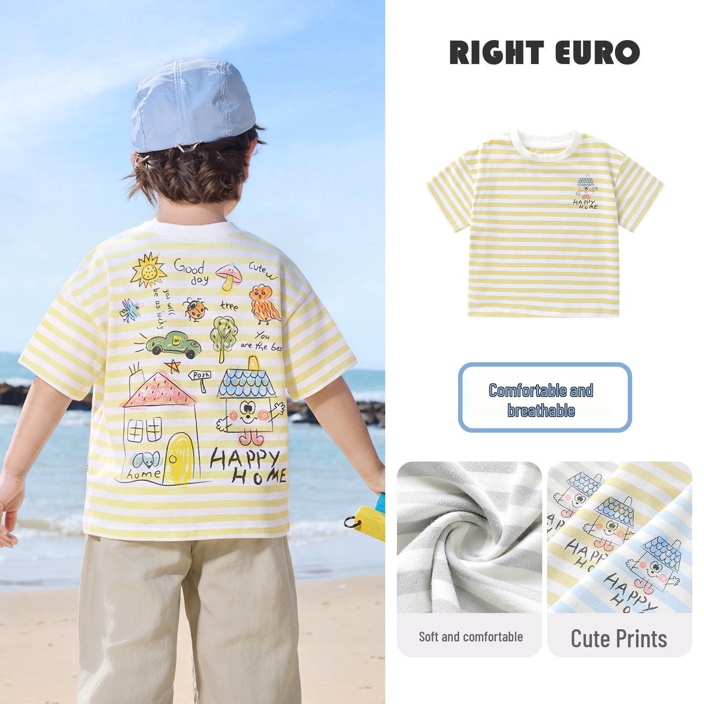 

European Boy s 2026 Summer Short-Sleeve T-Shirt: New Toddler & Children s Thin Top 140cm