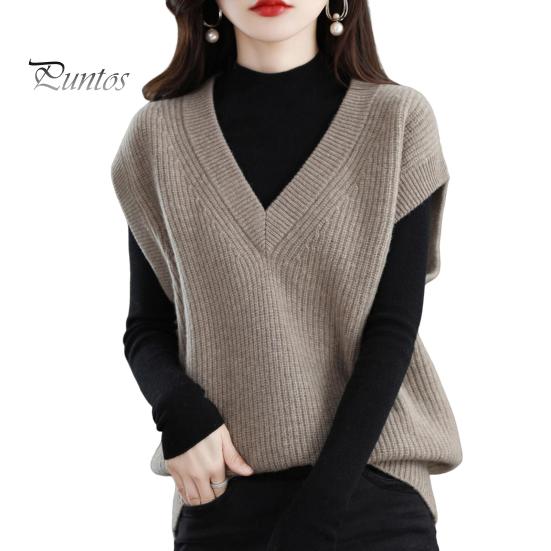 

Женский осенне-зимний жилет с V-образным вырезом, свободный, без рукавов, трикотажный однотонный толстый трикотажный пуловер, эластичный, сохраняющий тепло свитер, жилет кофейный
